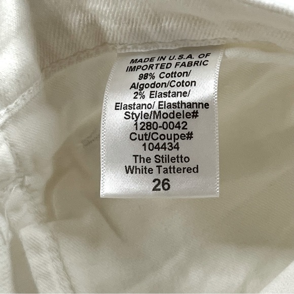 Current Elliot The Stiletto White Tattered Distressed Jeans Size 26 NWT - Picture 12 of 12